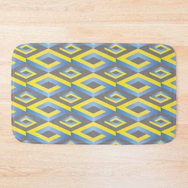 Item preview, PENROSE CUBE V1 Loop Pattern - YELLOW and BLUE on GRAY Background (v1 YELLOWBLUE on GRAY) © designed and sold by DesignsByLawerg.