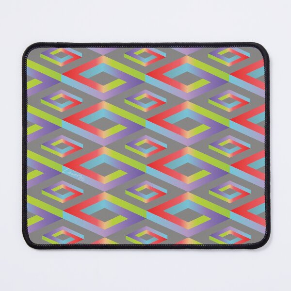 Item preview, PENROSE CUBE V1 Loop Pattern - MULTI-COLOURED #1 on GRAY Background (v1 MC#1 on GRAY) © designed and sold by DesignsByLawerg.
