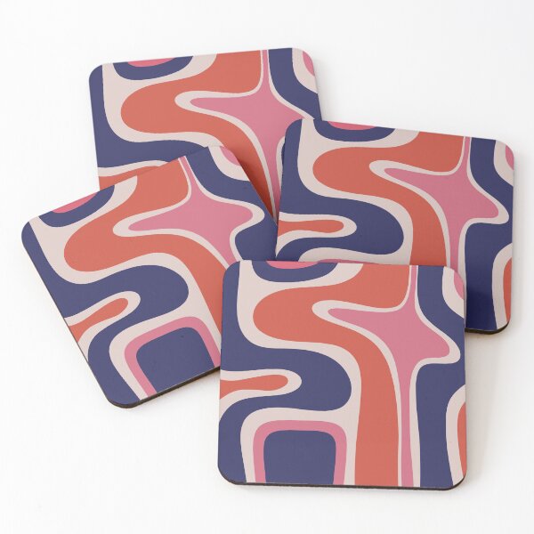 Item preview, Copacetic Retro Abstract Navy Blue Pink Red-Orange designed and sold by kierkegaard.