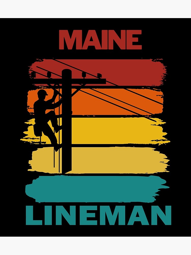 "Maine Lineman Sunset Electrician Electrical" Poster for Sale by
