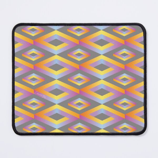 Item preview, PENROSE CUBE V1 Loop Pattern - MULTI-COLOURED #2 on GRAY Background (v1 MC#2 on GRAY) © designed and sold by DesignsByLawerg.