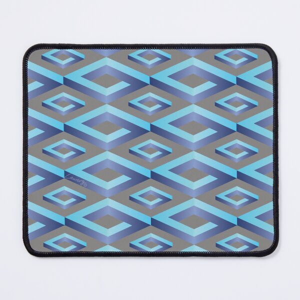 Item preview, PENROSE CUBE V1 Loop PatterN - TEAL and NAVY on GRAY Background (v1 TEALNAVY on GRAY) © designed and sold by DesignsByLawerg.
