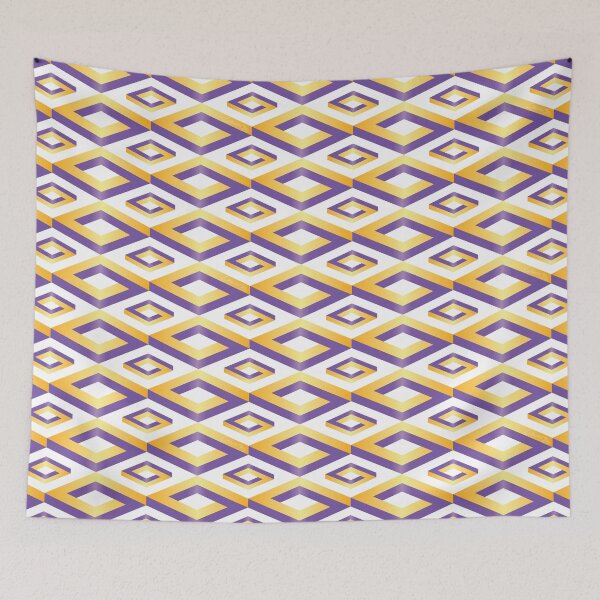 Item preview, PENROSE CUBE V1 Loop Pattern - GOLD and PURPLE on WHITE Background (v1 GOLDPURPLE on WHITE) © designed and sold by DesignsByLawerg.