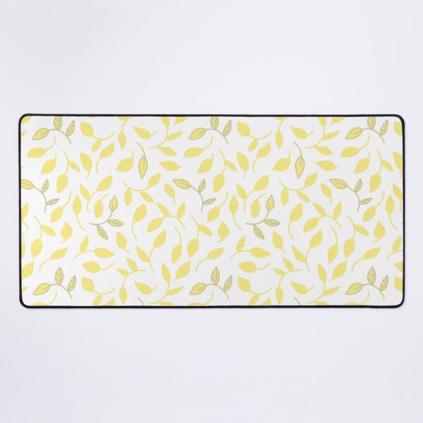 Small Gray and Illumination Yellow Falling leaf Flower Print by Deb Jeffrey Desk Mat