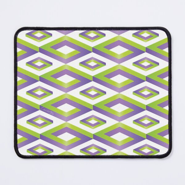 Item preview, PENROSE CUBE V1 Loop Pattern - GREEN and PURPLE on WHITE Background (v1 GREENPURPLE on WHITE) © designed and sold by DesignsByLawerg.