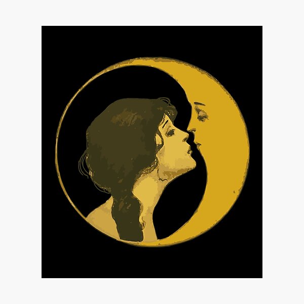 Item preview, Kiss The Man On The Moon Vintage Art Celestial Gift Luna Luv designed and sold by julianne5689.