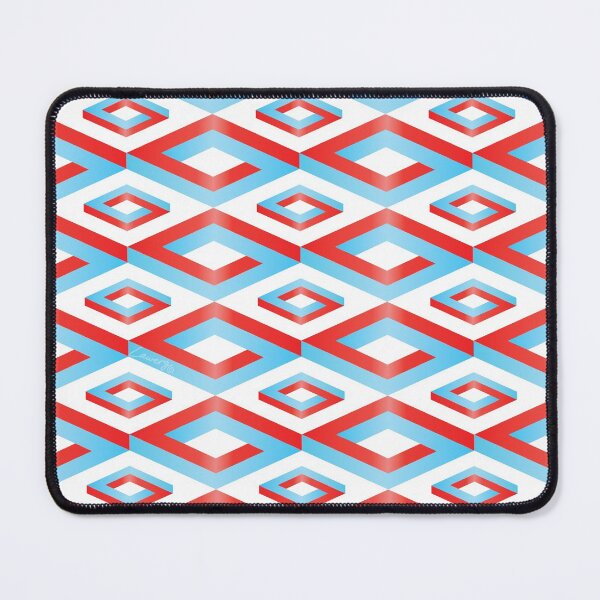 Item preview, PENROSE CUBE V1 Loop Pattern - RED and LIGHT BLUE on WHITE Background (v1 REDLIGHTBLUE on WHITE) © designed and sold by DesignsByLawerg.