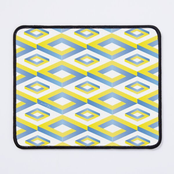 Item preview, PENROSE CUBE V1 Loop Pattern - YELLOW and BLUE on WHITE Background (v1 YELLOWBLUE on WHITE) © designed and sold by DesignsByLawerg.