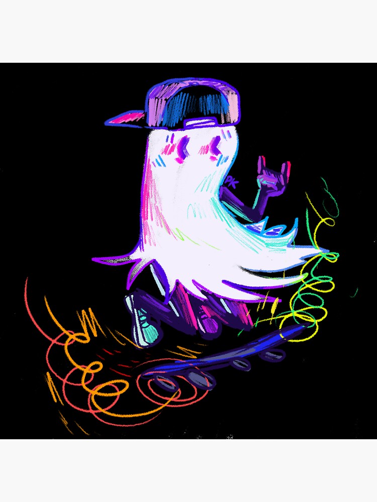 Vibing Ghost Sticker For Sale By Pokkett Redbubble