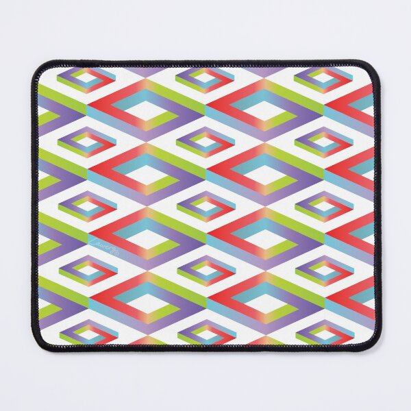 Item preview, PENROSE CUBE V1 Loop Pattern - MULTI-COLOURED #1 on WHITE Background (v1 MC#1 on WHITE) © designed and sold by DesignsByLawerg.