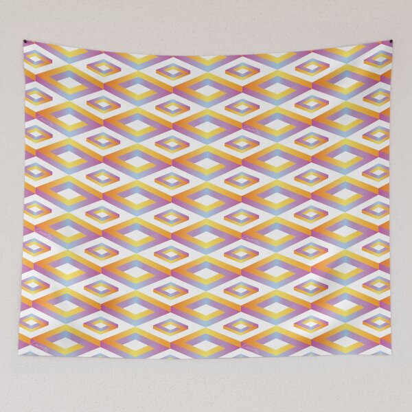 Item preview, PENROSE CUBE V1 Loop Pattern - MULTI-COLOURED #2 on WHITE Background (v1 MC#2 on WHITE) © designed and sold by DesignsByLawerg.