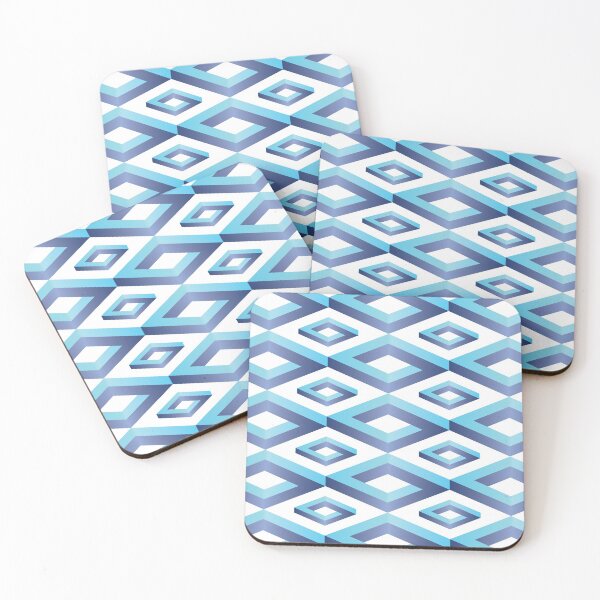Item preview, PENROSE CUBE V1 Loop Pattern - TEAL and NAVY on WHITE Background (v1 TEALNAVY on WHITE) © designed and sold by DesignsByLawerg.