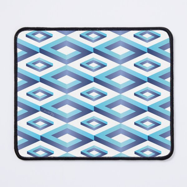 Item preview, PENROSE CUBE V1 Loop Pattern - TEAL and NAVY on WHITE Background (v1 TEALNAVY on WHITE) © designed and sold by DesignsByLawerg.