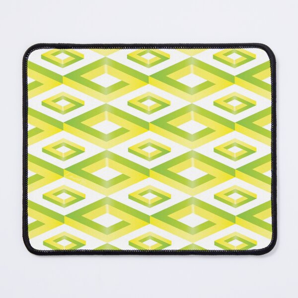 Item preview, PENROSE CUBE V1 Loop Pattern - YELLOW and GREEN on WHITE Background (v1 YELLOWGREEN on WHITE) © designed and sold by DesignsByLawerg.