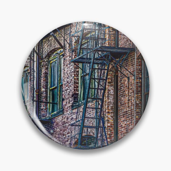 Item preview, alley, architecture, black, brick, building, Details, fire escape, iron, pipes, seattle, stairs, wrought designed and sold by dbvirago.