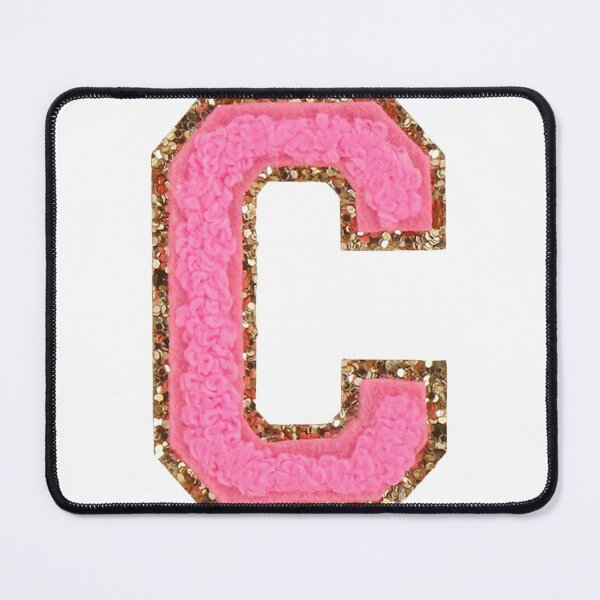 Item preview, C - Bubblegum Glitter Varsity Letter Patches on White designed and sold by Monograms Ultd.