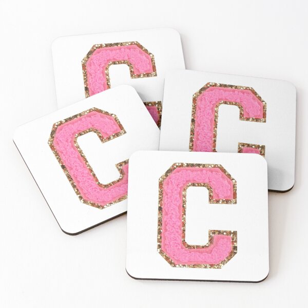 Item preview, C - Bubblegum Glitter Varsity Letter Patches on White designed and sold by Monograms Ultd.