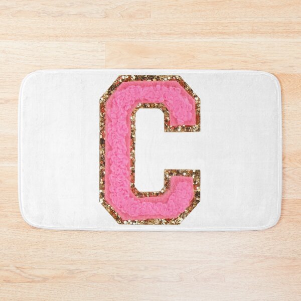 Item preview, C - Bubblegum Glitter Varsity Letter Patches on White designed and sold by Monograms Ultd.