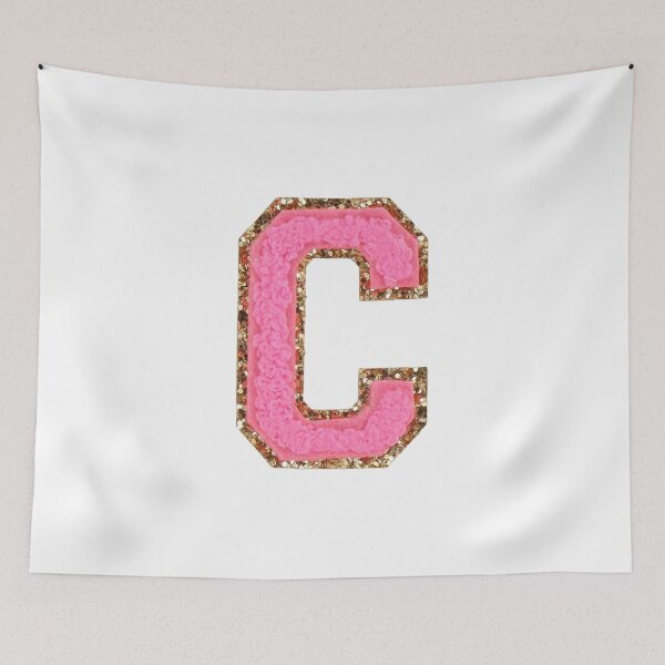 Item preview, C - Bubblegum Glitter Varsity Letter Patches on White designed and sold by Monograms Ultd.