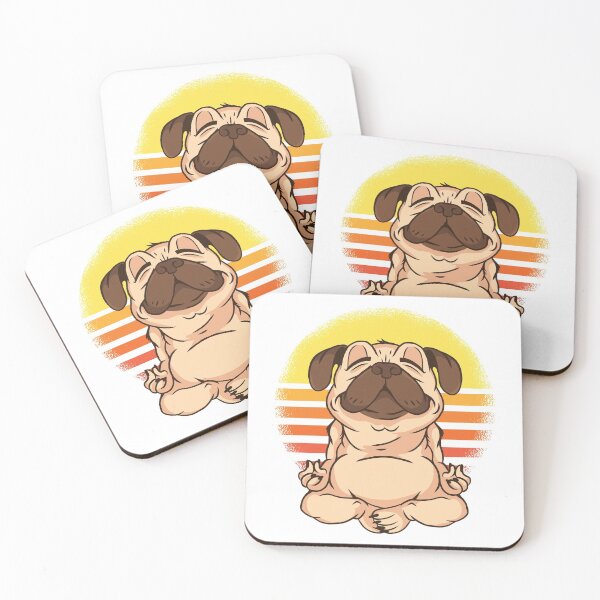Item preview, Cute Yoga Pug Puppy Vintage Sunset Meditation  designed and sold by MadMando.