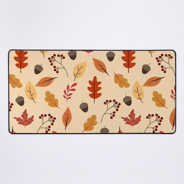 Fall Leaves and Acorns Autumn Pattern Desk Mat