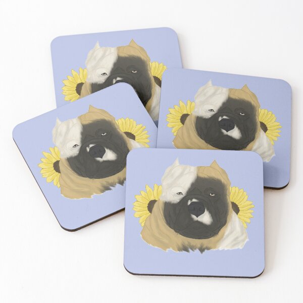 Item preview, Fawn Pied American Bully with Sunflowers designed and sold by Ashley Gagnon.