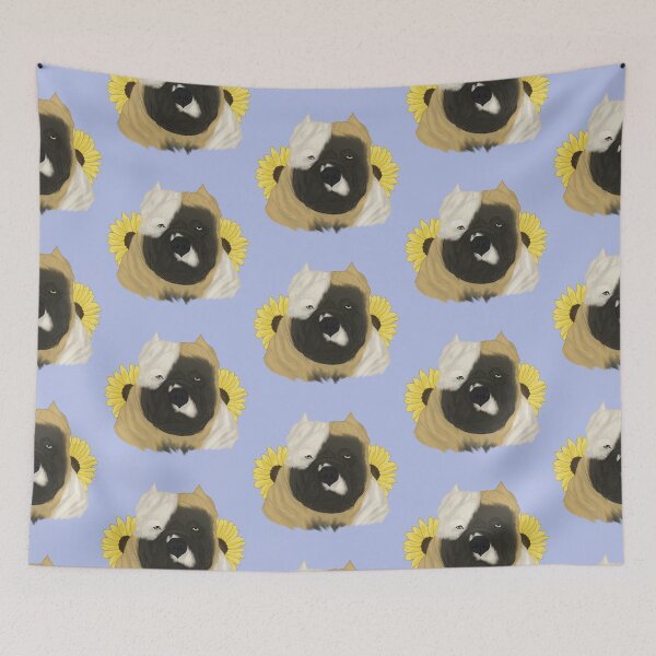 Item preview, Fawn Pied American Bully with Sunflowers designed and sold by Ashley Gagnon.