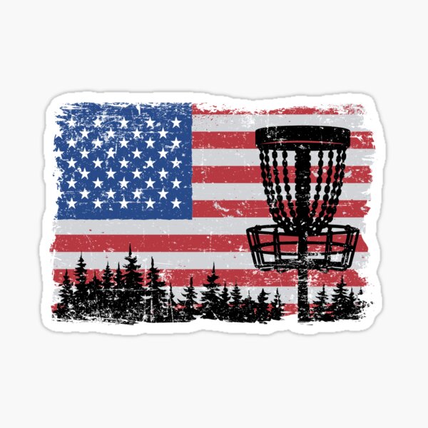 "American Flag Disc Golf 4th Of July Vintage Funny Disc Golf" Sticker