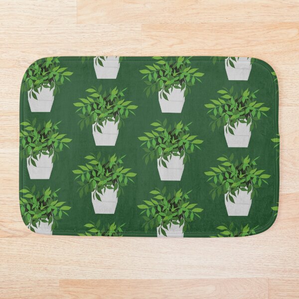 Green Plant Bath Mat