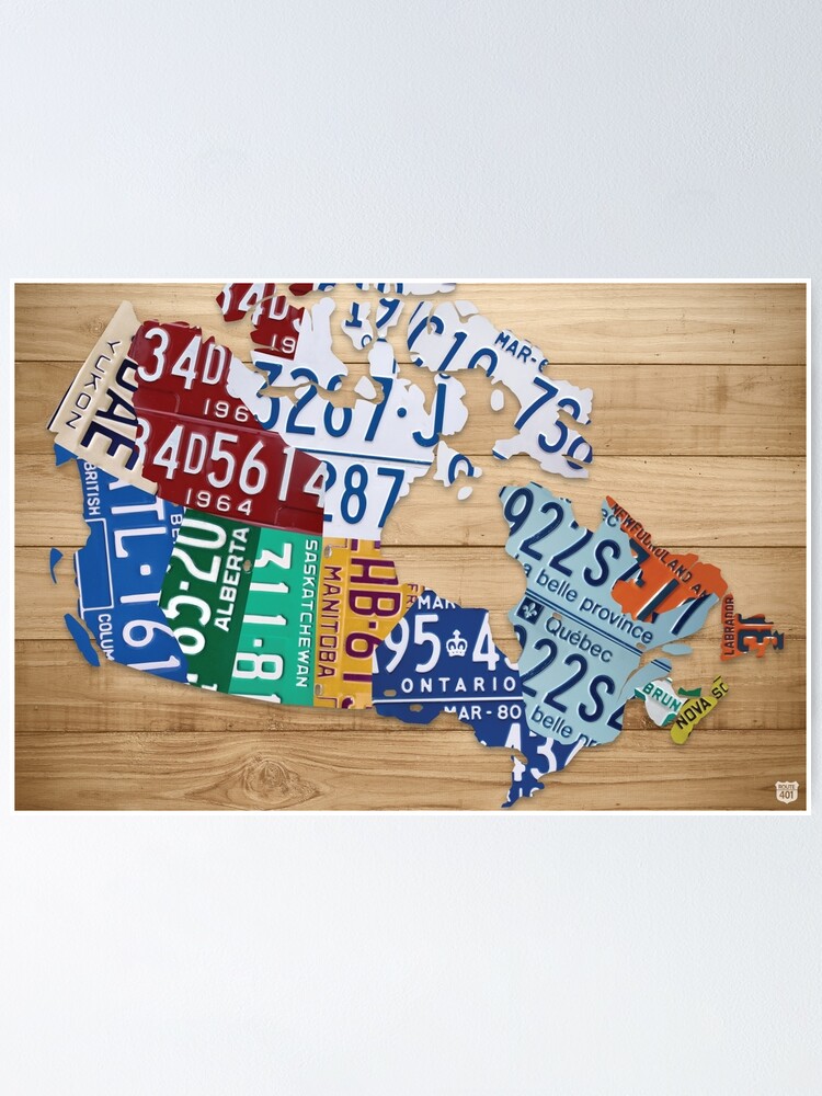 "License Plate Map of Canada Art Natural Stain" Poster for Sale by