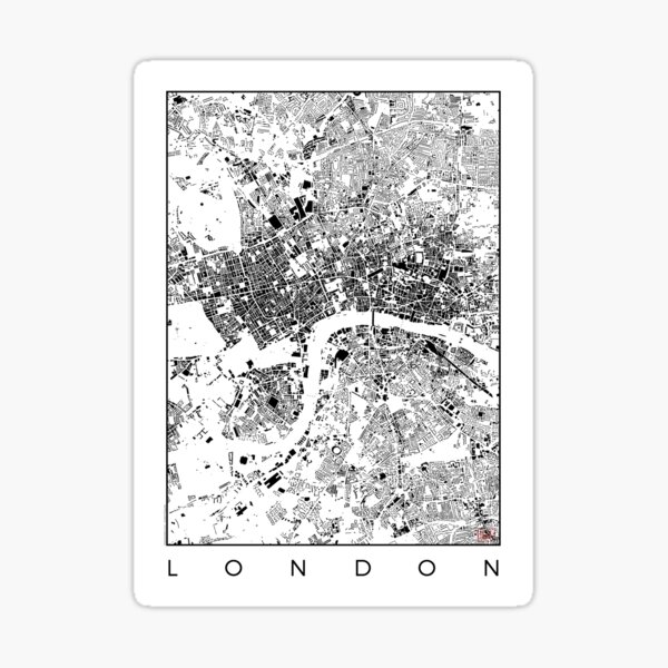 London Map Schwarzplan Only Buildings Urban Plan Sticker