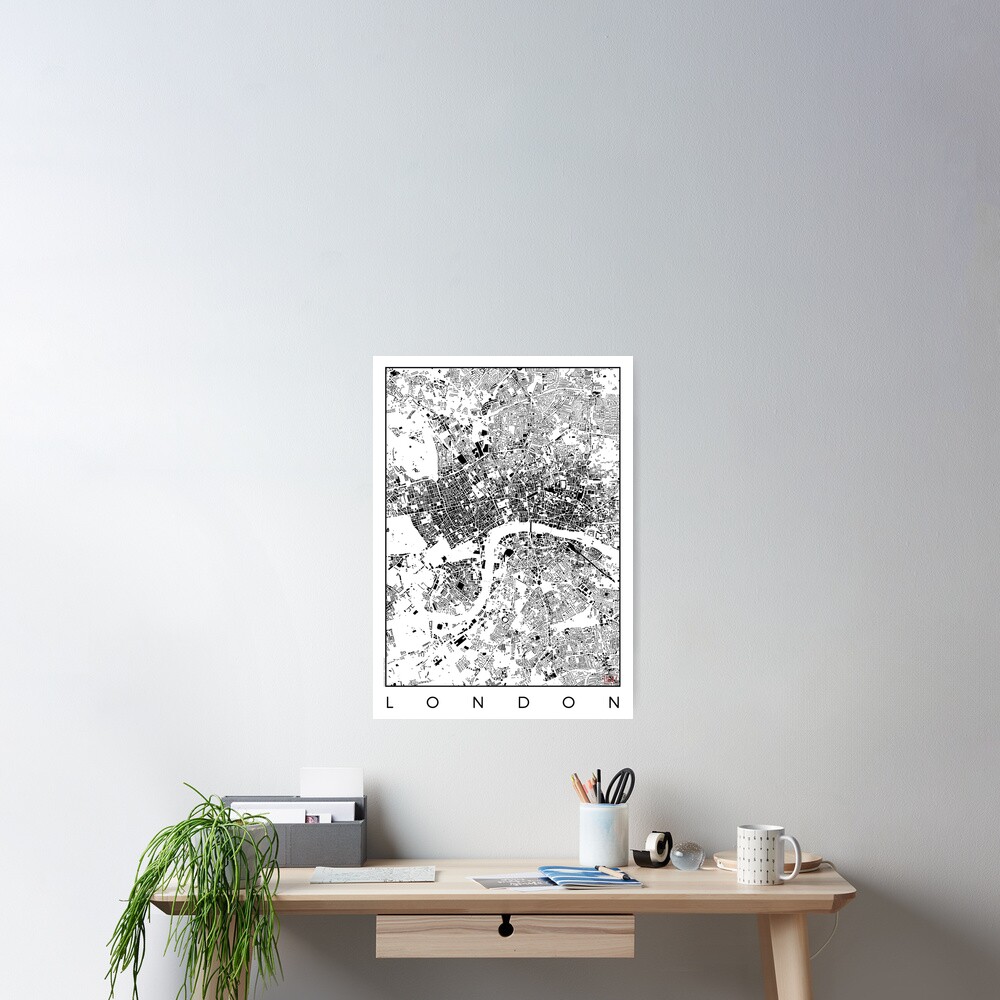 London Map Schwarzplan Only Buildings Urban Plan Poster