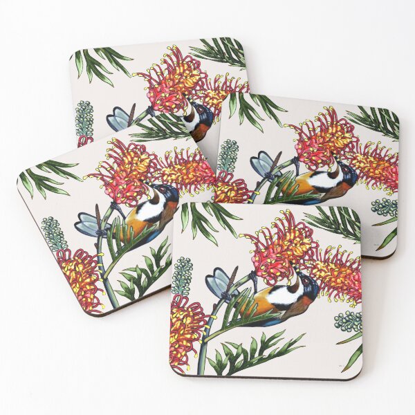 Item preview, Eastern Spinebill in Grevillea #1 by Australian artist Laural Retz designed and sold by Laural Retz.