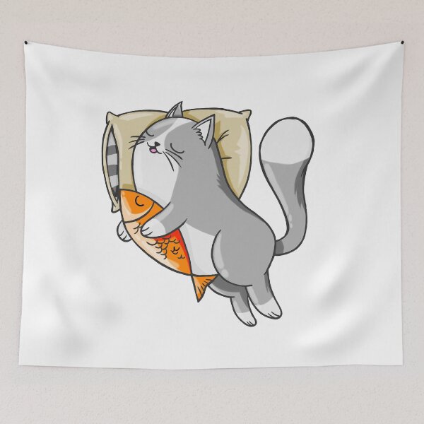 Item preview, Gato durmiendo abrazo a un pez designed and sold by Si Pakne.