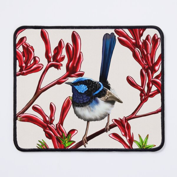 Item preview, Blue Wren in Kangaroo Paw Flowers #2 by Australian artist Laural Retz designed and sold by Laural Retz.