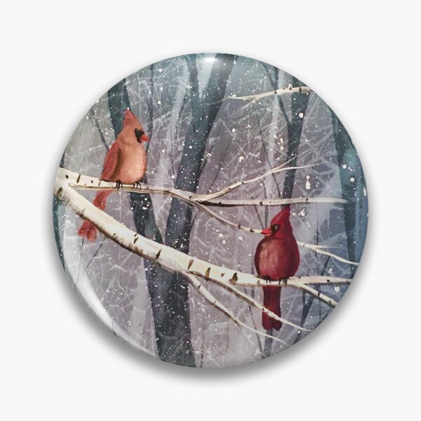 Item preview, Snowy Cardinals on Birch Branches designed and sold by SistersInArtN.