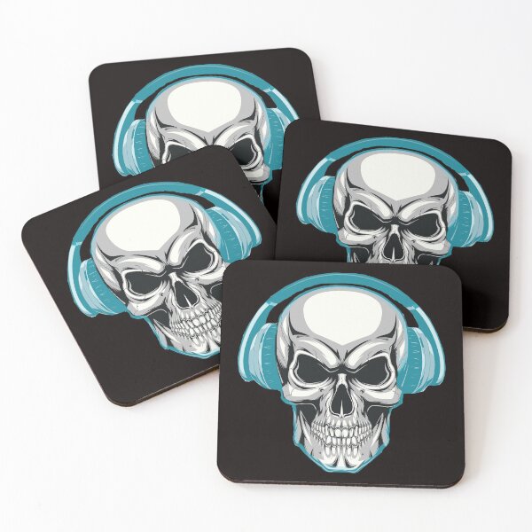 Item preview, Skull With Headphones Listening To Rock designed and sold by Ruby Jackson.