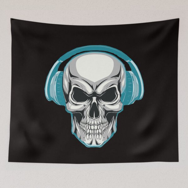 Item preview, Skull With Headphones Listening To Rock designed and sold by Ruby Jackson.
