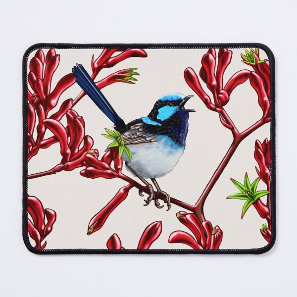 Blue Wren in Kangaroo Paws #1 by Australian artist Laural Retz Mouse Pad