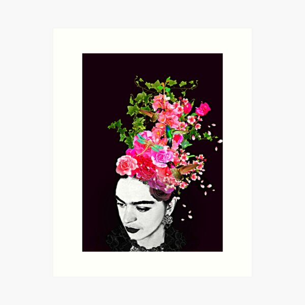 Frida mit Kolibri und Libelle Kunstdruck