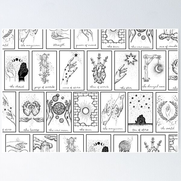 tarot-cards-poster-for-sale-by-wanderingmoonco-redbubble