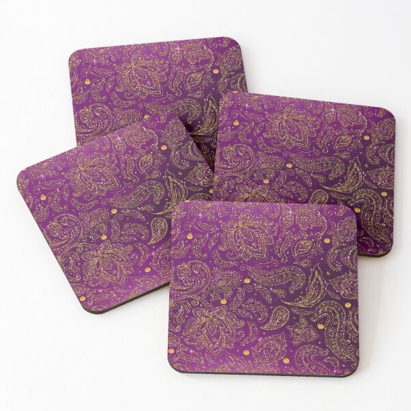 Artikelvorschau, Lila dekorative goldene Paisley-Muster entworfen und verkauft von Dream Bloom Gallery.