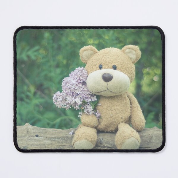 Item preview, Brown Teddy Bear holding Pink Flowers designed and sold by debjaynedesign.