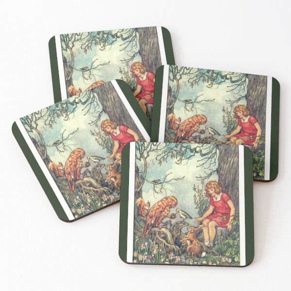 Item preview, Girl in Forest Vintage Book Illustration  designed and sold by Bellathewilde.