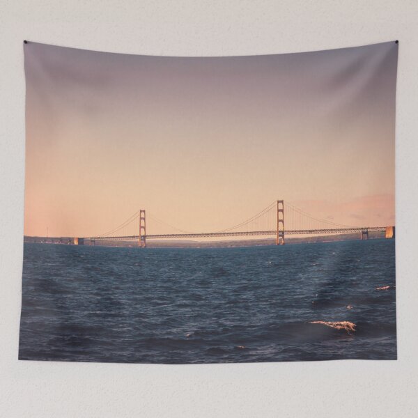 Item preview, Mackinac Bridge at Sunset on Lake Michigan designed and sold by Michael Deemer.