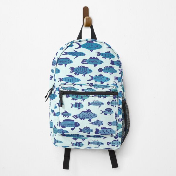 Item preview, School of Blue Sardine Fish Swimming designed and sold by narwhalwall.
