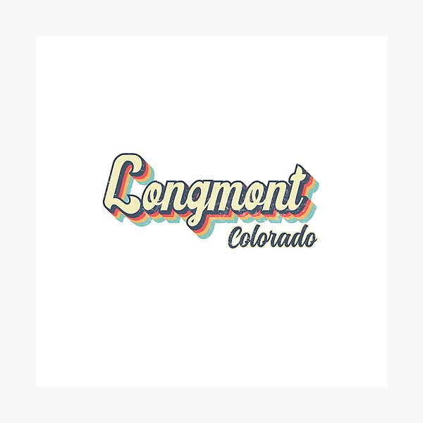 Longmont city Colorado Retro Vintage 70s rainbow Photographic Print