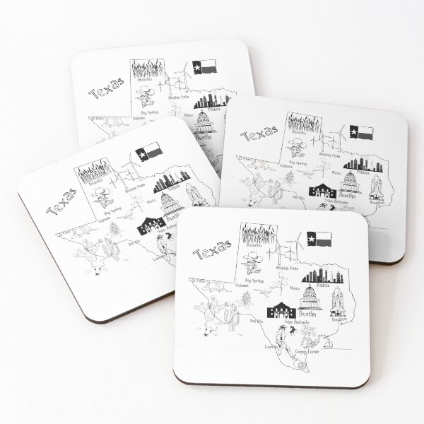 Item preview, Texas tourist map with landmarks and famous symbols,USA , United states designed and sold by mashmosh.