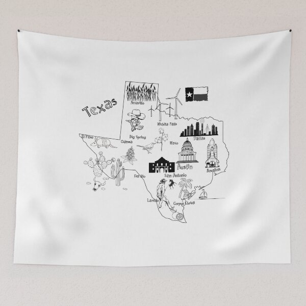 Item preview, Texas tourist map with landmarks and famous symbols,USA , United states designed and sold by mashmosh.