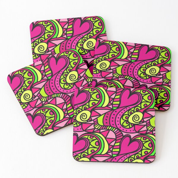 Item preview, Abstract patterns on ceramic tile with hearts designed and sold by brendanre.